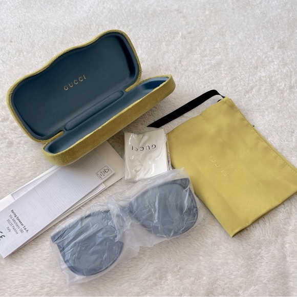 NIB Authentic Gucci GG0263S Oversized Oval Sunglasses Blue - Picture 6 of 10